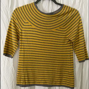 GAP Yellow and‎ Gray Striped scoop neck Sweater.